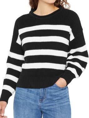 GAP Striped Cotton Roll Neck Sweater